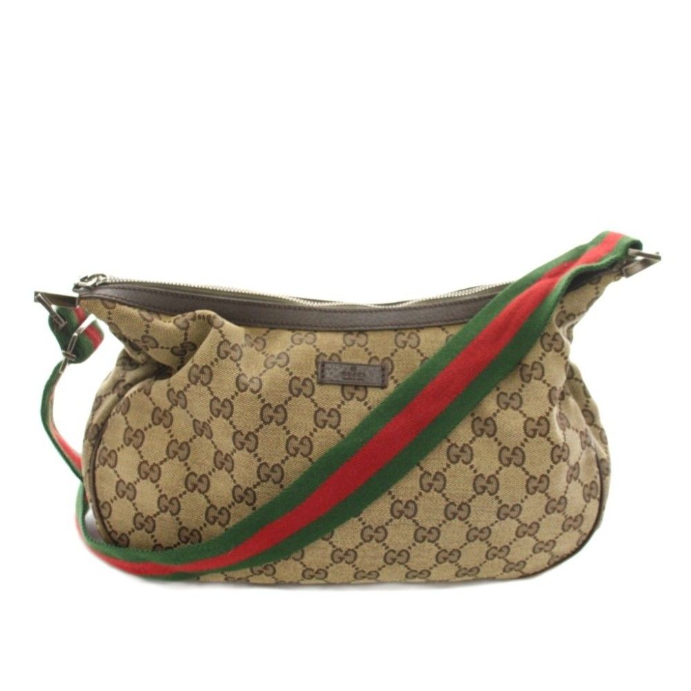 グッチ GUCCI ショルダーバッグ GGキャンバス シェリーライン 茶 ブラウン 122790 /YT ■OH