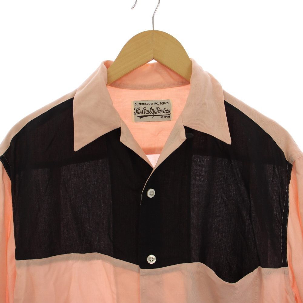 ワコマリア WACKO MARIA TWO-TONE 50'S SHIRT シャツ 半袖 S ピンク 黒