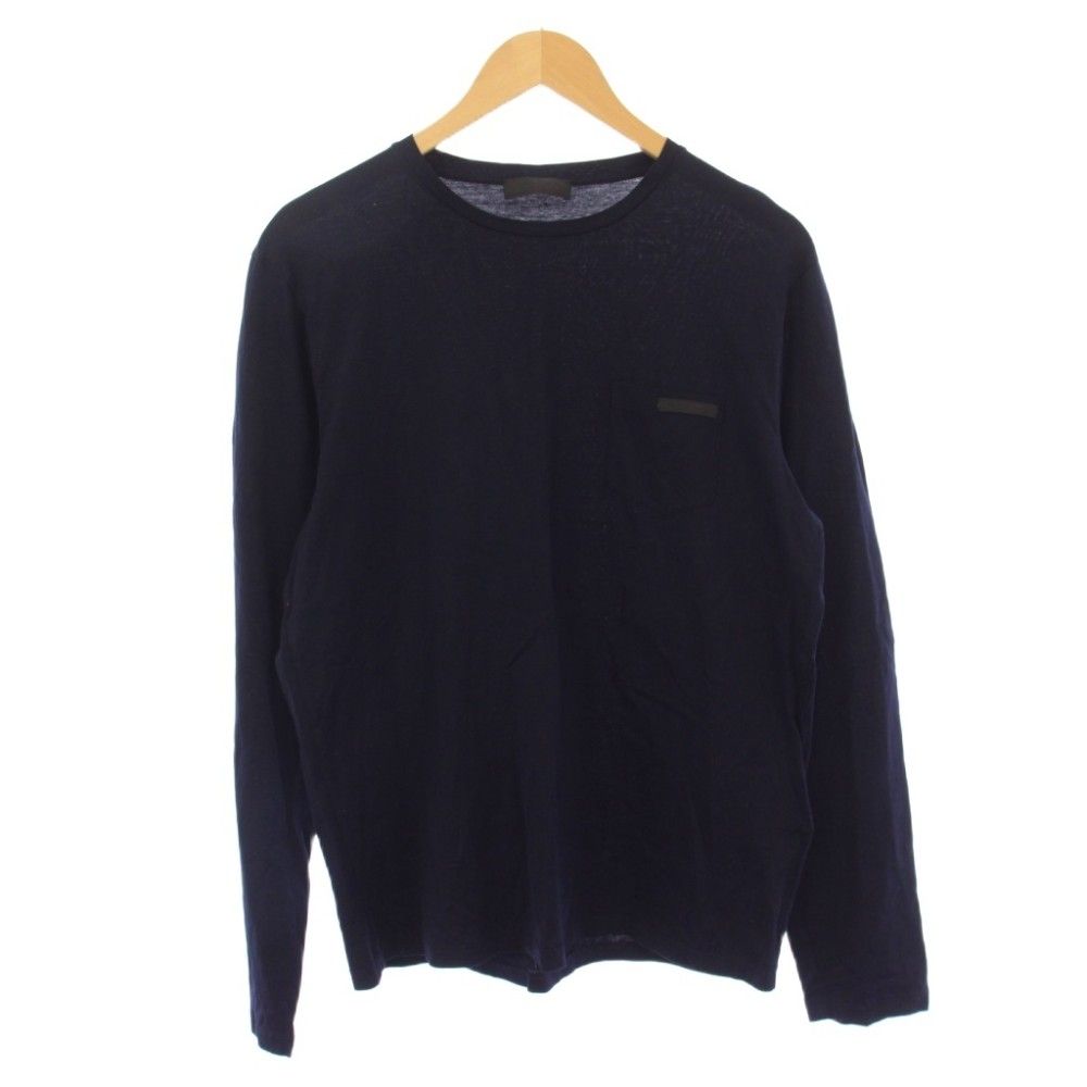 プラダ PRADA Tシャツ カットソー 長袖 クルーネック L 紺 /BM