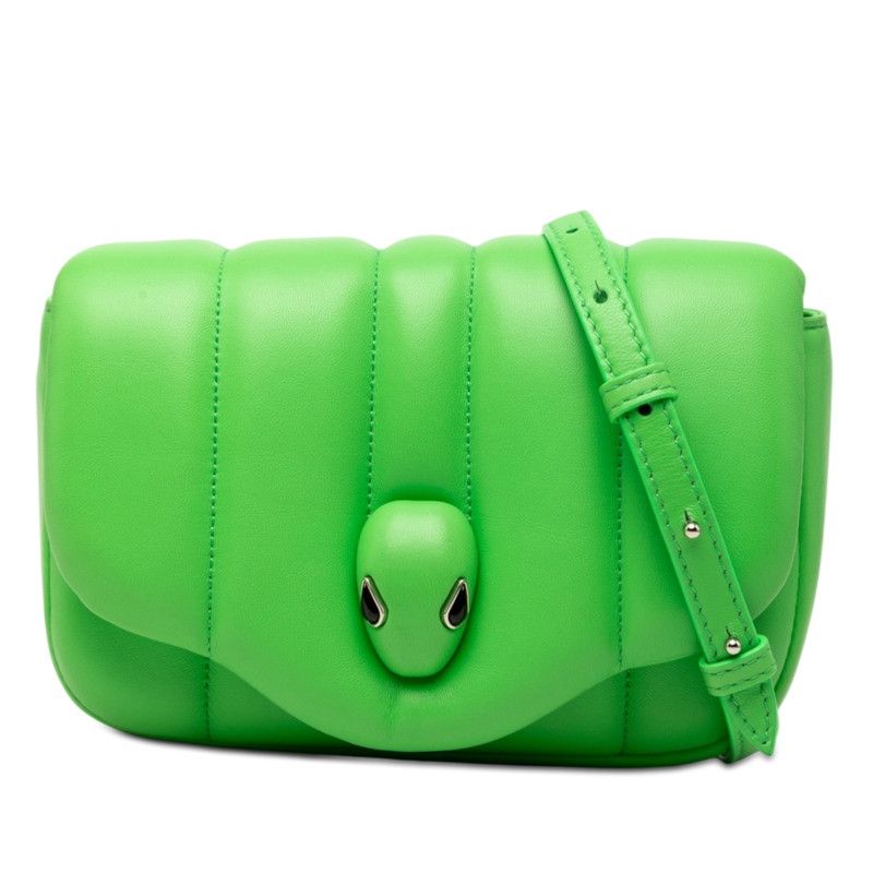ブルガリ × AMBUSH アンブッシュ セルペンティ ウエストバッグ ベルトバッグ ショルダーバッグ 2WAY グリーン レザー レディース BVLGARI【1-0271134】