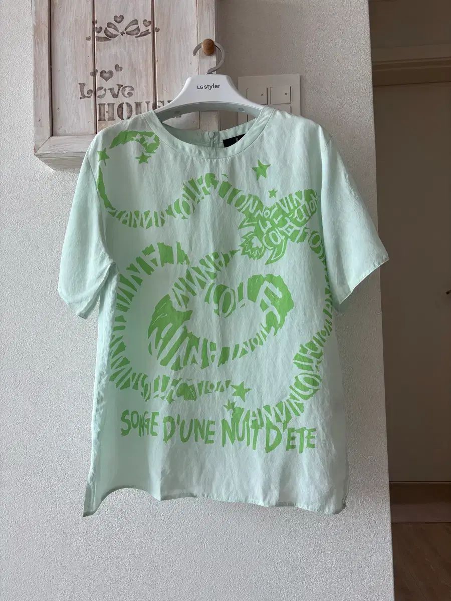 ランバンコレクション ミント色 プリンティング 半袖