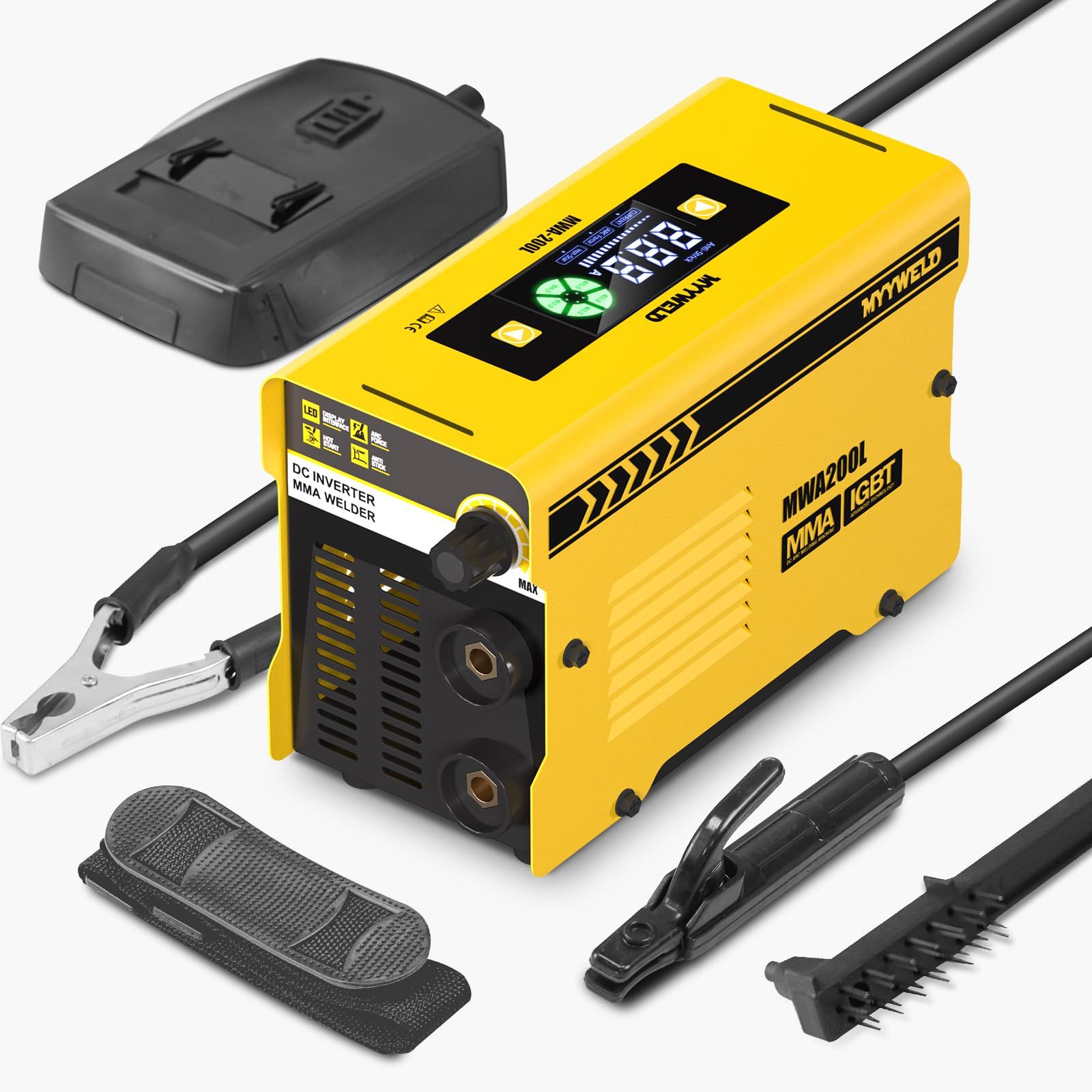 溶接機 100v アーク溶接 200A インバーター直流半自動 上部LCDデザイン ミニポータブル溶接機 ホットスタート 初心者向け 小型 軽量 家庭用 日本語取扱説明書付き MWA-200LYZ