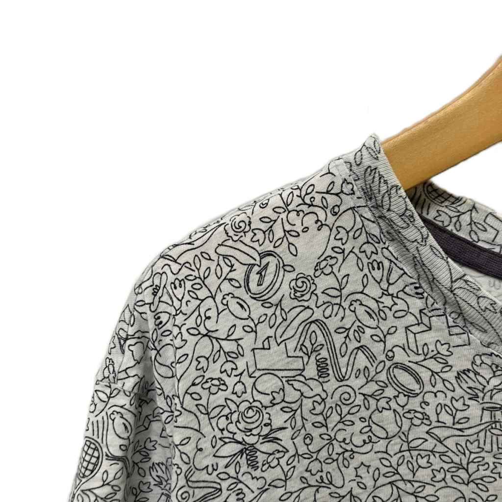ラコステ ライブ Lacoste L!VE Tシャツ カットソー 総柄 半袖 4 グレー 