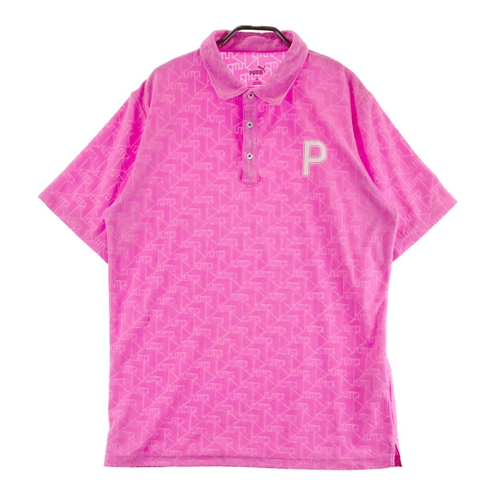 サイズ：XXL PUMA GOLF プーマゴルフ 半袖ポロシャツ パイル 総柄 ピンク系 [240101703665] ゴルフウェア メンズ ストスト