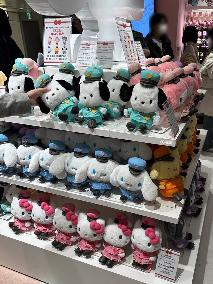 東京駅限定 中型人形 ポチャッコ ポムポムプリン クロミ マイメロディ ハローキティ シナモロール