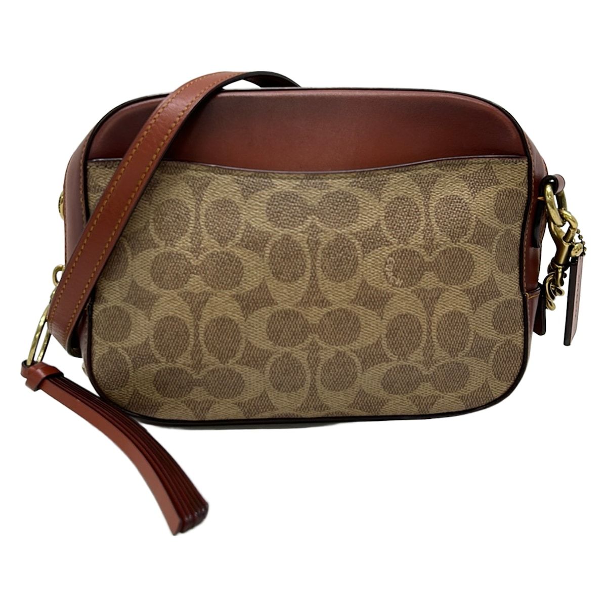 COACH(コーチ) ショルダーバッグ シグネチャー柄 31208 ベージュ×ブラウン ストラップ着脱可 レザー