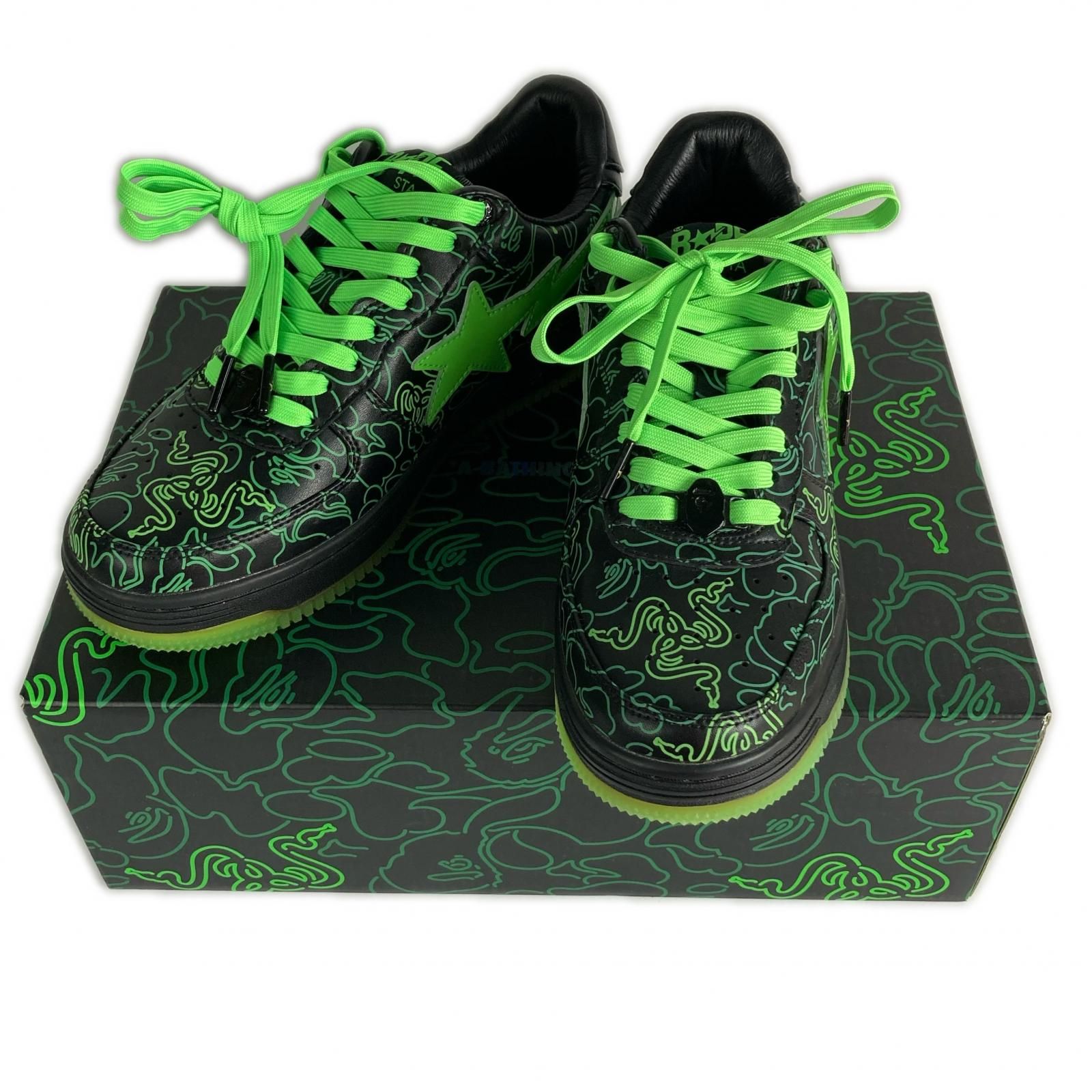 A BATHING APE RAZER×BAPE NEON CAMO M2 26cm スニーカー ブラック×ライトグリーン