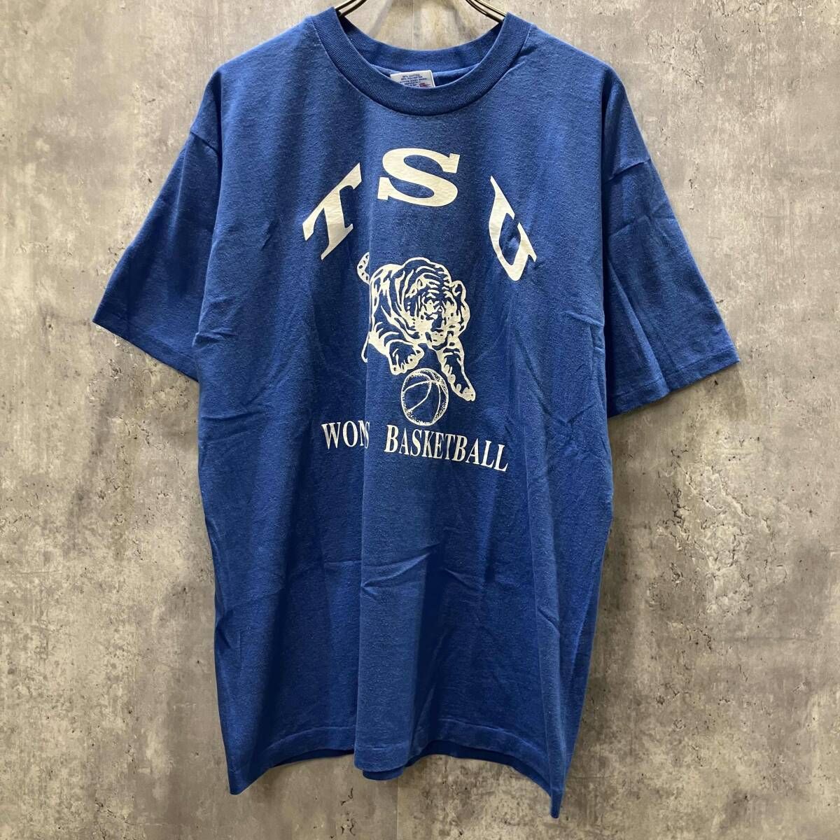 90s USA製 EAGLE SPORTS WEAR 半袖Tシャツ TSU basketball size XL ブルー イーグルスポーツウェア