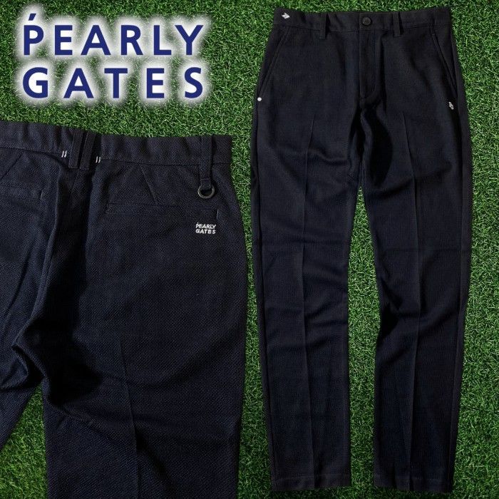 PEARLY GATES パーリーゲイツ ゴルフ 日本製 ESSENTIAL 尾州産生地 Pe/Wメランジジャージ 無地 ストレッチ ロングパンツ ゴルフウェア 053-4931901 定価3万 ネイビーブラック▲028▼60527w05 15,400円