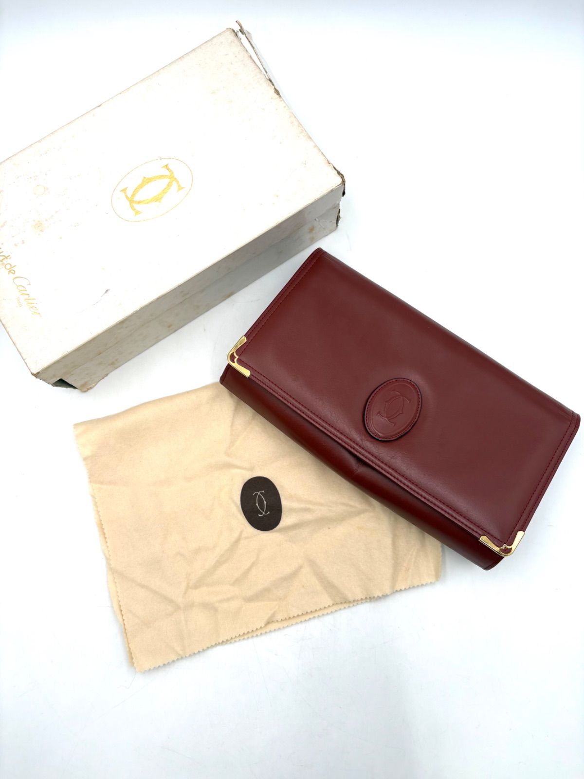 Cartier カルティエ マストライン　クラッチバッグ セカンドバッグ レザー ボルドー 箱付き
