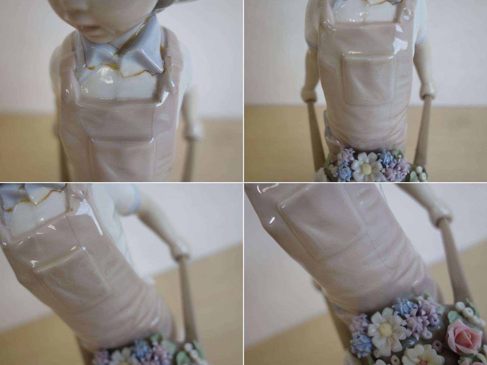 中古】M▽リヤドロ LLADRO 磁器人形 花車 花車を押す少年 お花屋さん