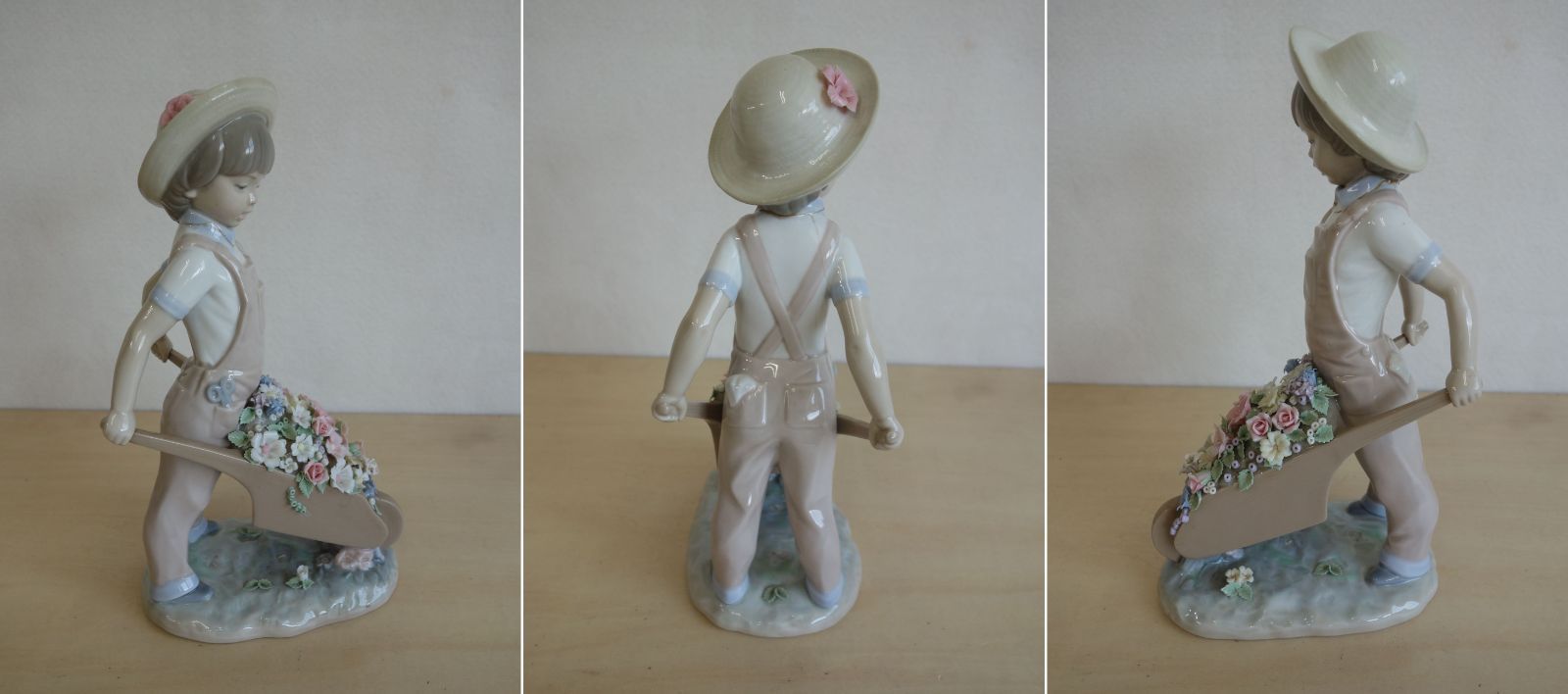 中古】M▽リヤドロ LLADRO 磁器人形 花車 花車を押す少年 お花屋さん
