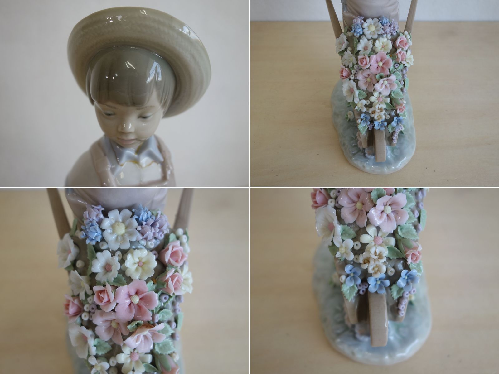 中古】M▽リヤドロ LLADRO 磁器人形 花車 花車を押す少年 お花屋さん