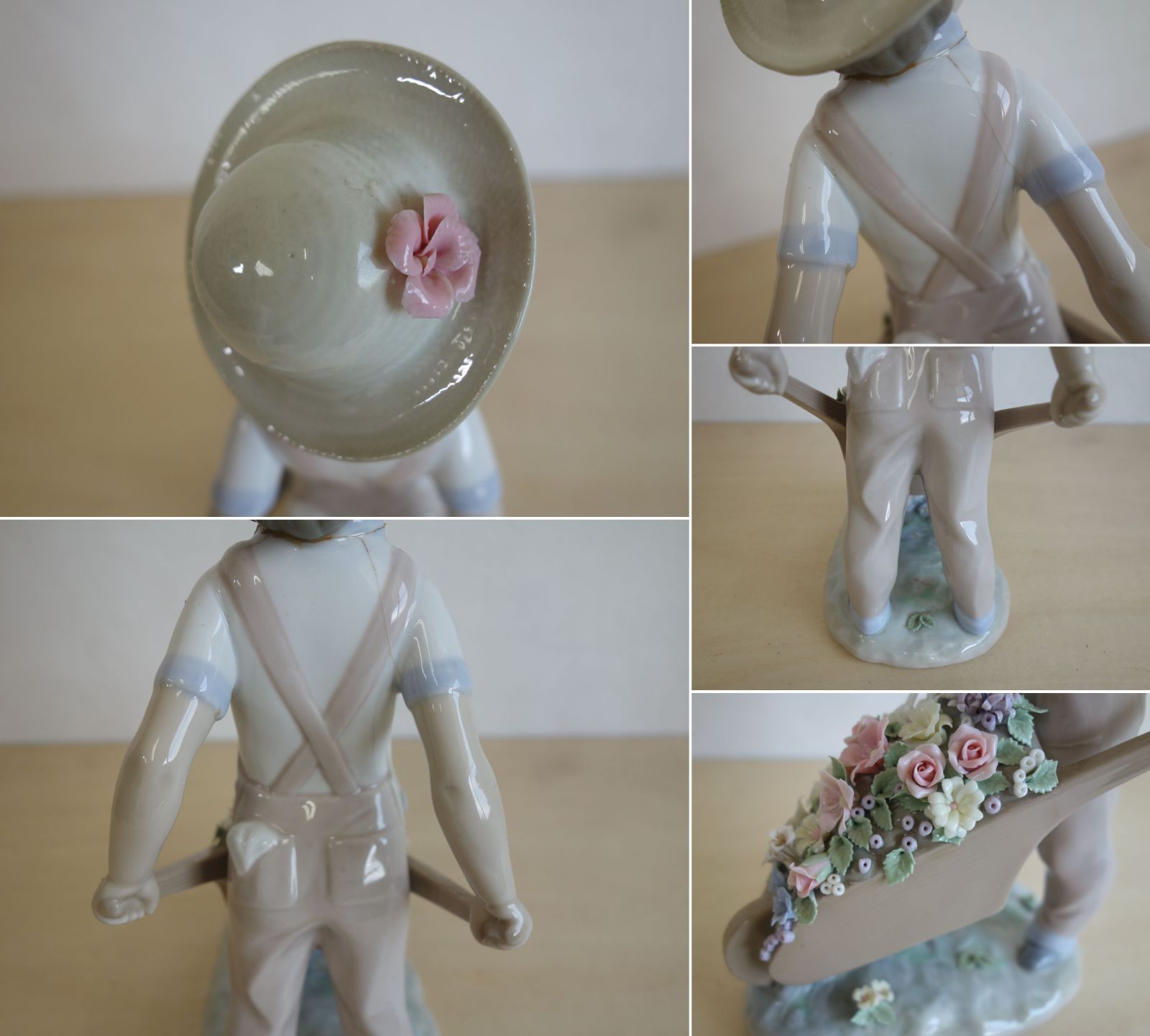 中古】M▽リヤドロ LLADRO 磁器人形 花車 花車を押す少年 お花屋さん