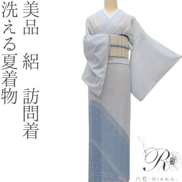 六花-RIKKA- E-14 美品 洗える夏着物 絽❀水泡のシンフォニー❀訪問着
