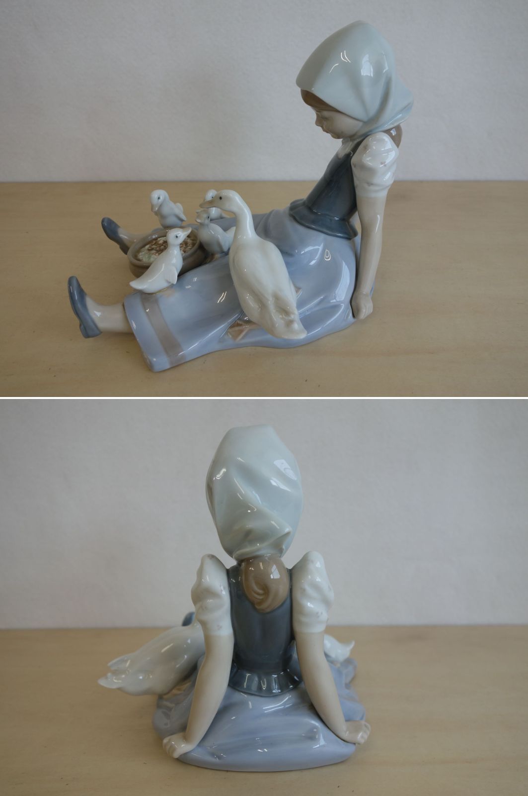 リヤドロ　食いしん坊なアヒルさん 中古】M▽リヤドロ LLADRO 磁器人形 アヒルの家族 私の食いしん坊たち