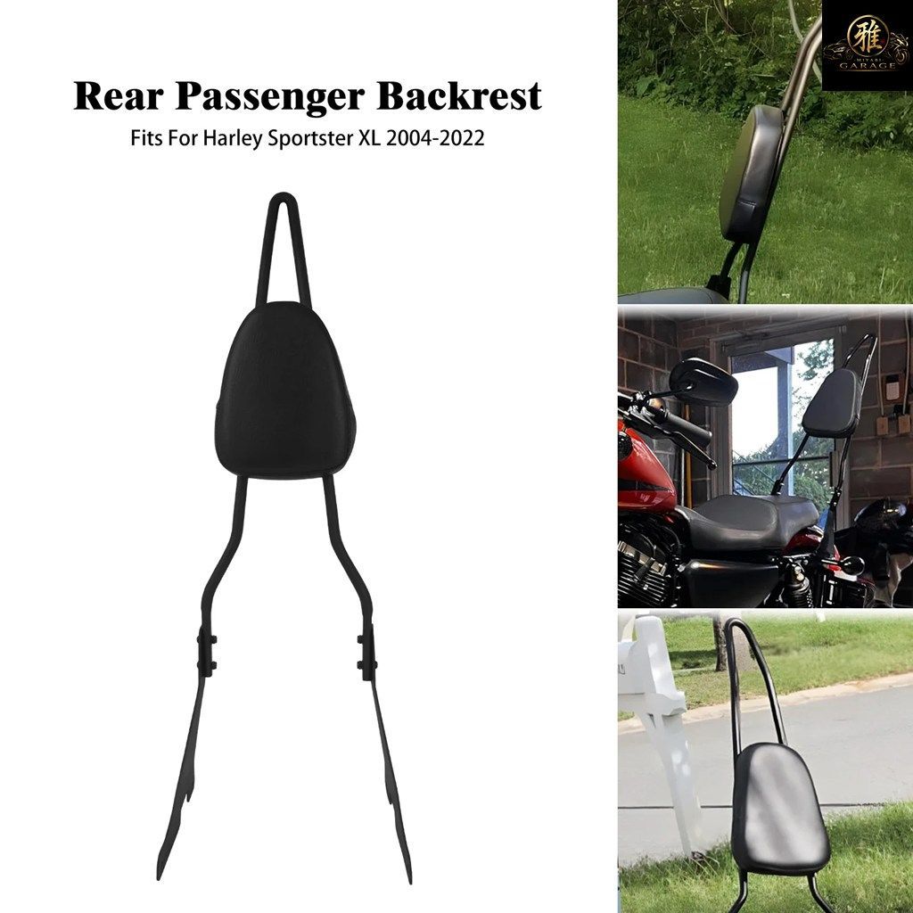 ハーレー スポーツスター 1200 48 アイアン 2004-22 用 ブラック 着脱式リアパッセンジャーバックレスト シーシーバー クッションパッド付