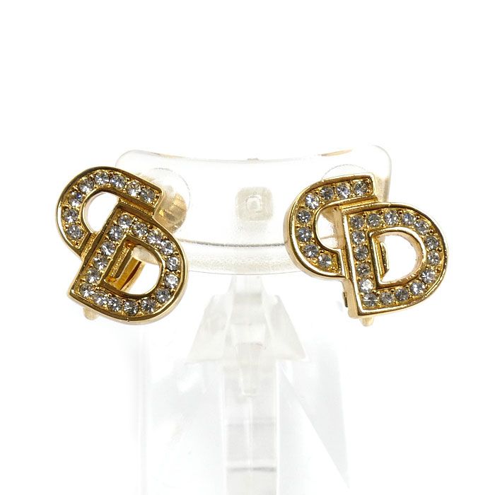 Dior ディオール GP CDロゴ ラインストーン イヤリング 5.2g レディース 中古