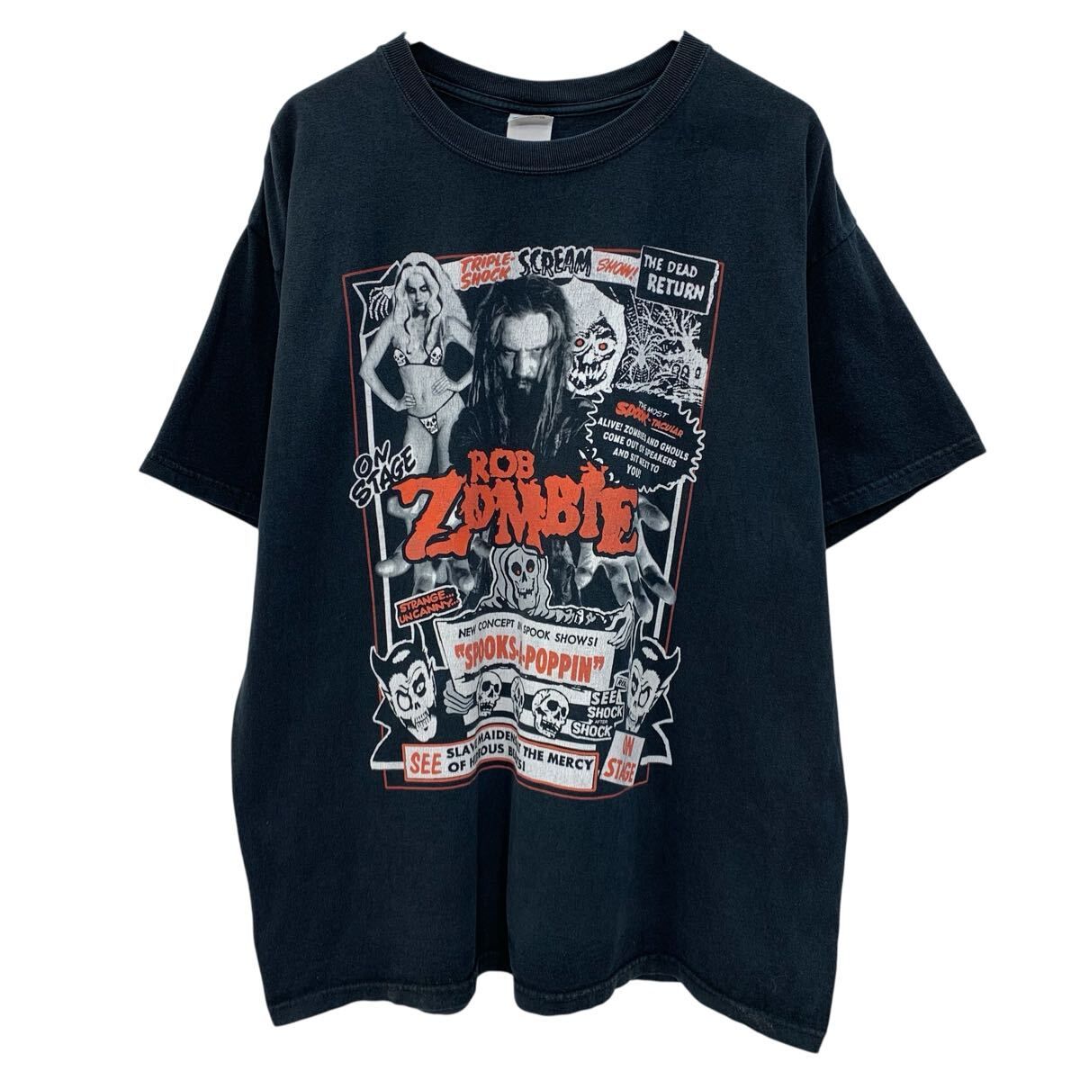 00s～ anvil ROBZOMBIE 半袖 バンドTシャツ XL ブラック アンビル ロブゾンビ 90年代 両面プリント ビッグプリント ロックT 夏物 a805-6947