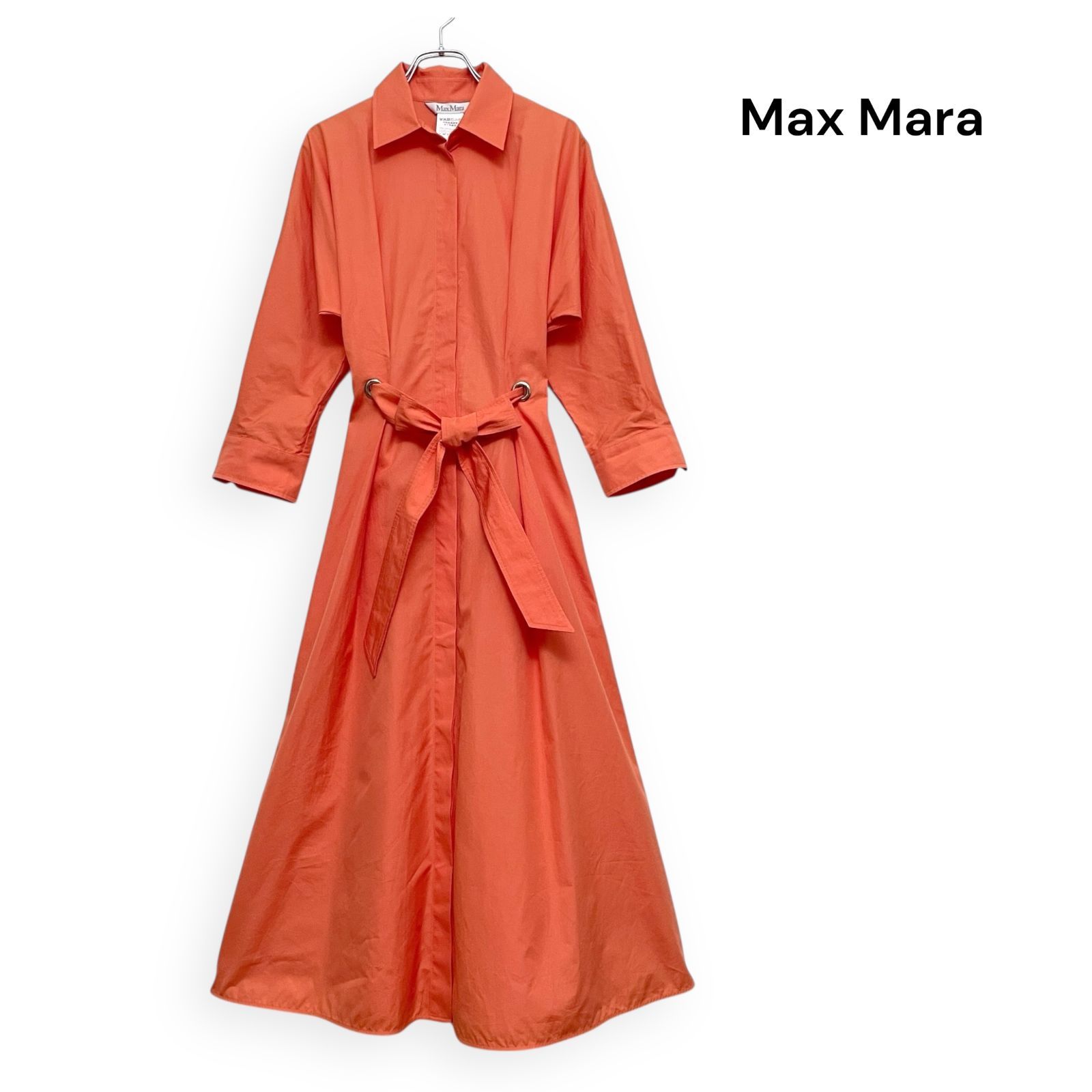 Max Mara マックスマーラ ベルテッド ロング ワンピース 金ボタン Size40