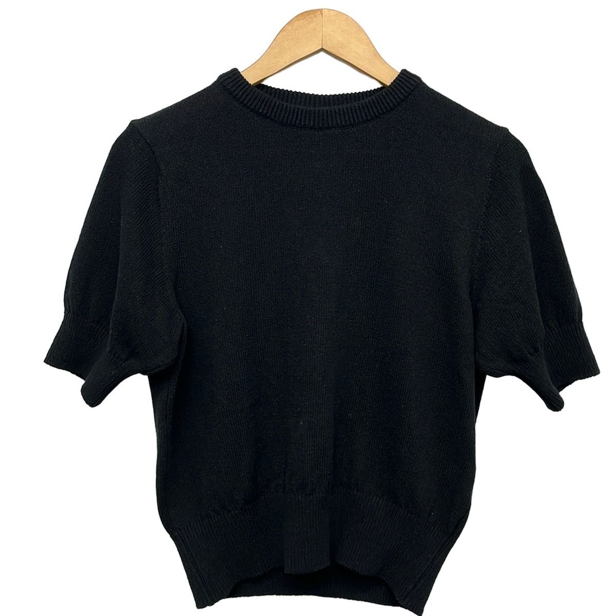 yori(ヨリ) 半袖セーター サイズ38 M レディース美品 - 黒 クルーネック/リボン