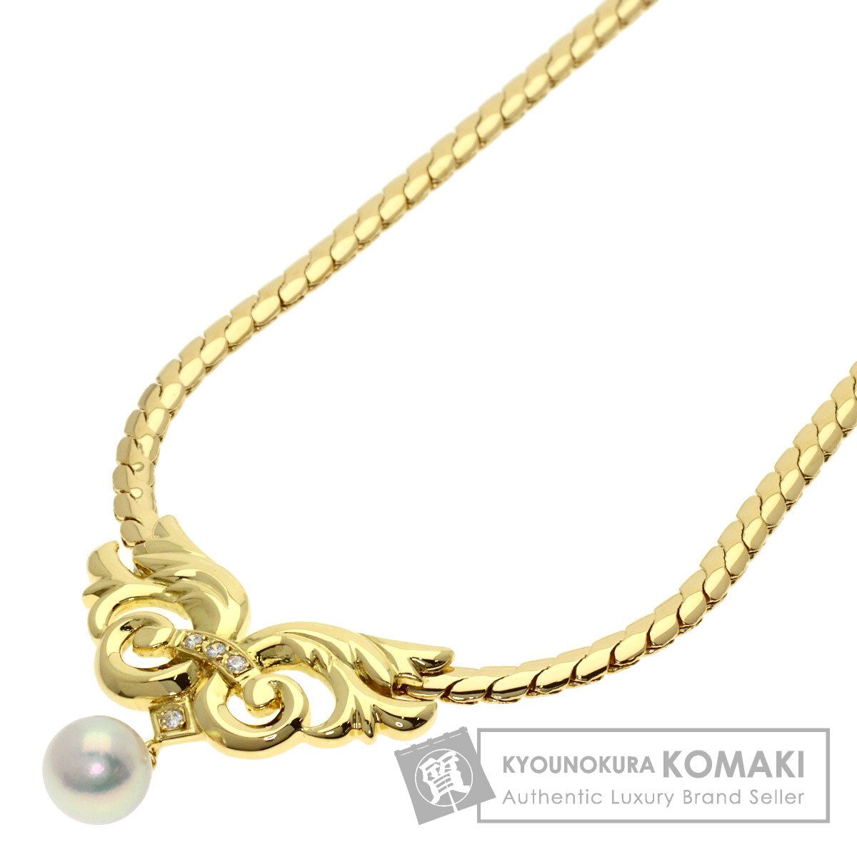 MIKIMOTO ミキモト パール 真珠 ダイヤモンド ネックレス K18YG レディース [中古]