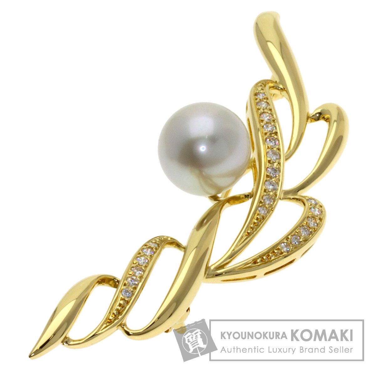 MIKIMOTO ミキモト パール 真珠 ダイヤモンド ブローチ K18YG レディース [中古]