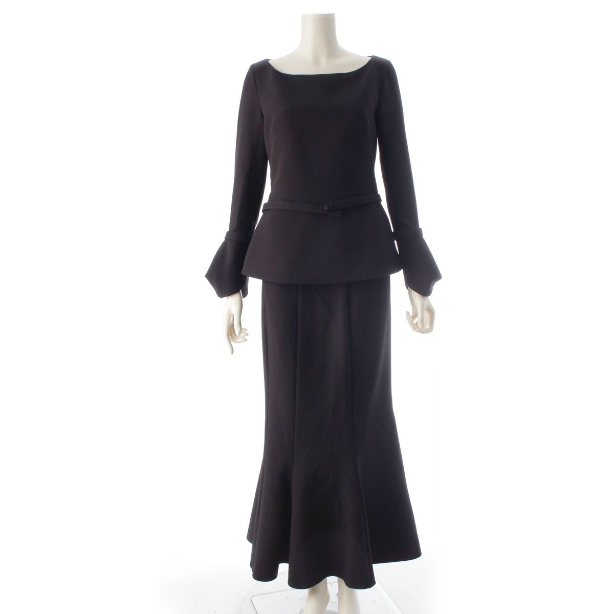 SAFIYAA サフィヤ トップス ロング スカートセットアップ ベルト付き ブラック UK10【中古】