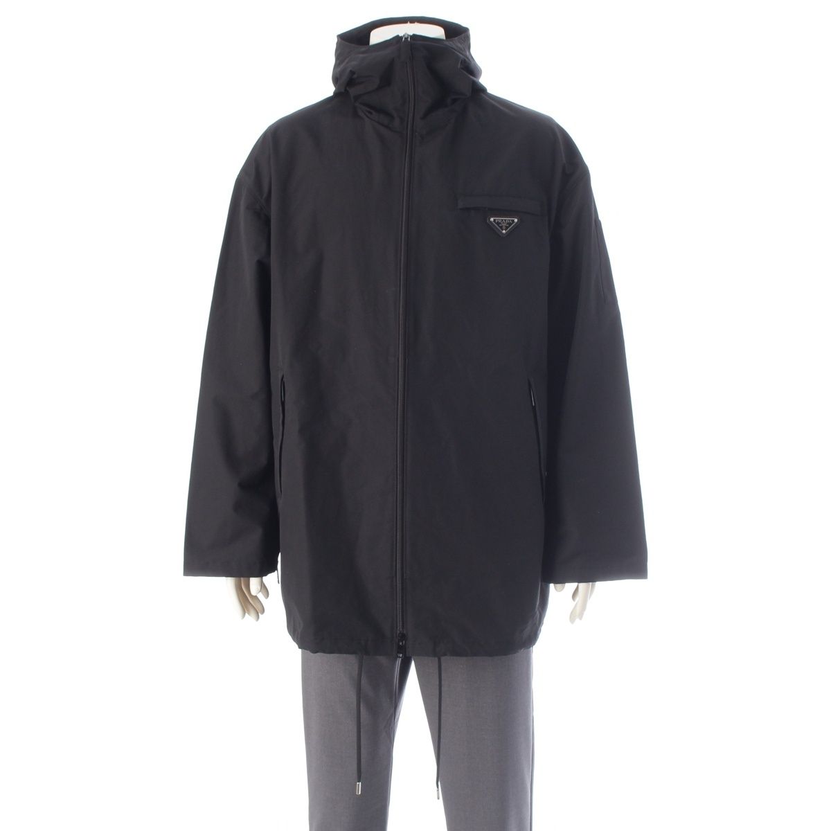 プラダ 24SS コットン ポリエステル トライアングルロゴ ブルゾン SGN847 ブラック M【中古】