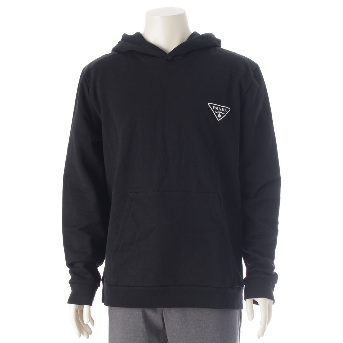 プラダ 25SS コットン ロゴ パーカー UJL20A ブラック XXL【中古】