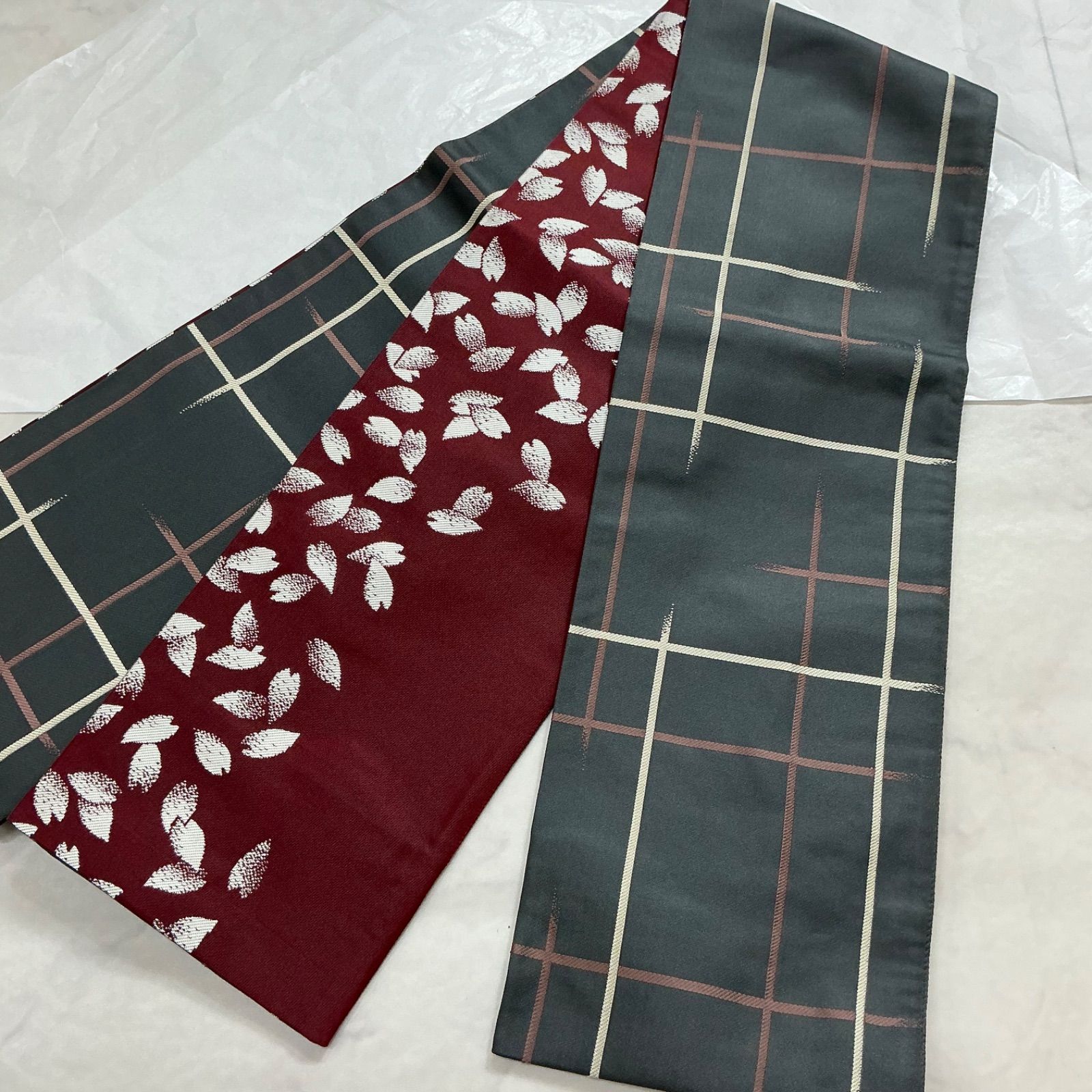kimono+one◆kimonoarisa◆未使用同然◆最高級西陣織手織り正絹◆素敵な半幅帯◆リバーシブル◆長尺◆451cm◆半幅帯半巾帯小袋帯◆