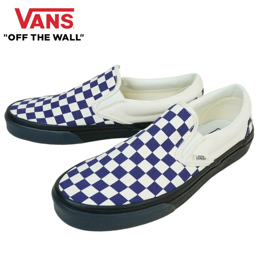 VANS スニーカーVANS ヴァンズ バンズCLASSIC SLIP ON【箱なし】スリッポン スリップオンCHECKERBOARD DEEP TWILIGHTチェッカーボード ディープトワイライトネイビー 紺 白 黒 ローライダー スケボー レディース