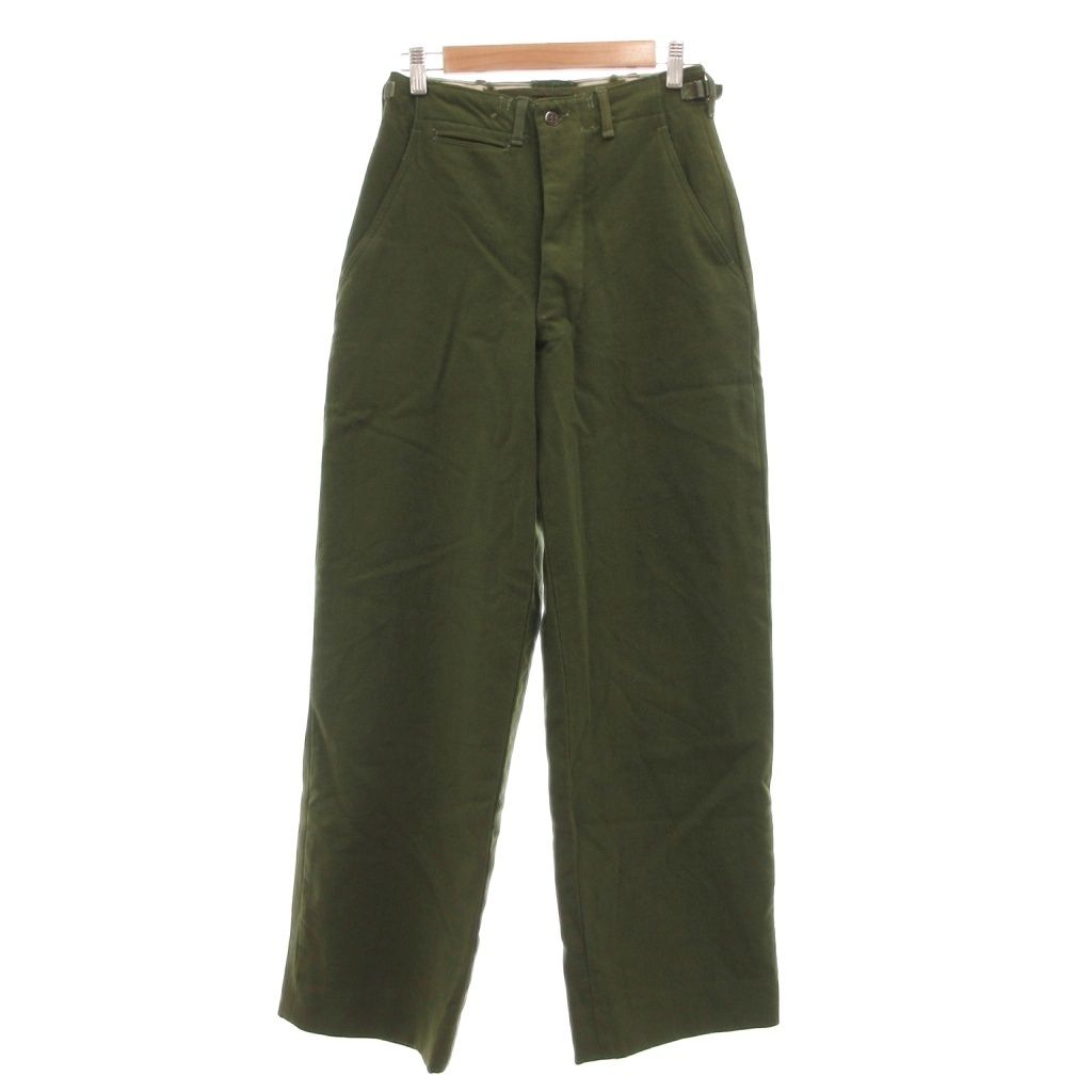 U.S.ARMY フィールド パンツ ウール XS カーキ フルレングス ワイドシルエット ボタンフライ STOCK 55-T-35650-70 /SX ■GY74
