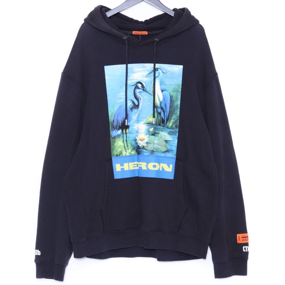 HERON PRESTON プルオーバースウェットパーカー Lサイズ ブラック 