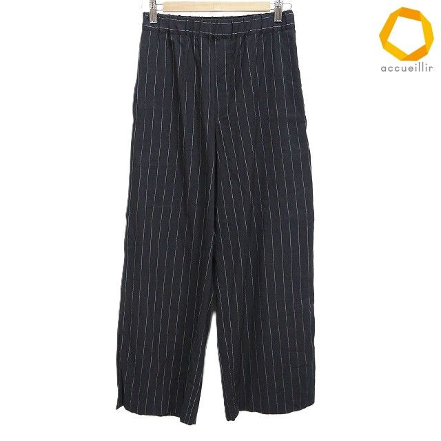 #ax ジャーナルスタンダード JournalStandard パンツ 38 紺 白 ワイド ストライプ 麻混 レディース [1014623] k01