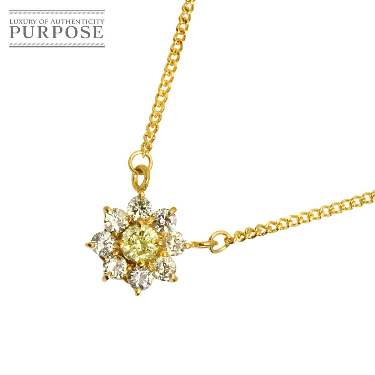 ダイヤ 0.30ct ネックレス 38.5cm K18 YG イエローゴールド 750 Diamond Necklace 90325167 46,200円