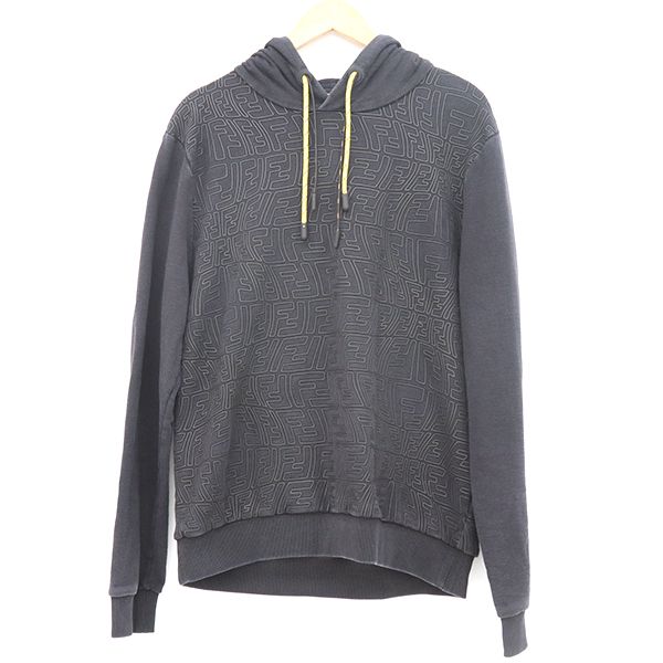 フェンディ FENDI ズッカ プルオーバー パーカー PY1043 綿100％ 表示サイズL メンズ 【yy】【中古】4000064801000898