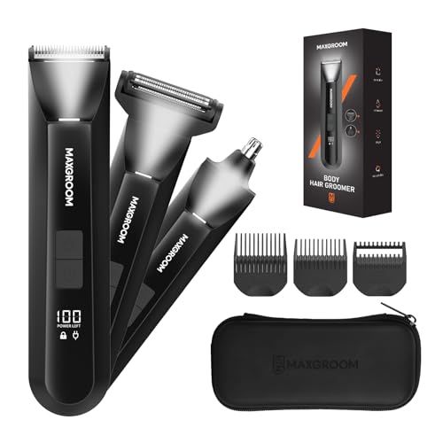 Maxgroom ボディシェーバー メンズ VIOシェーバー 3in1 ボディトリマー 電動体毛シェーバー 鼻毛カッター 全身用 ムダ毛処理 デリケートゾーン対応 すね毛 脇毛 わきげ 体毛ケア IPX7防水 乾湿両用 0.8/3/6mmコー 020d30b4