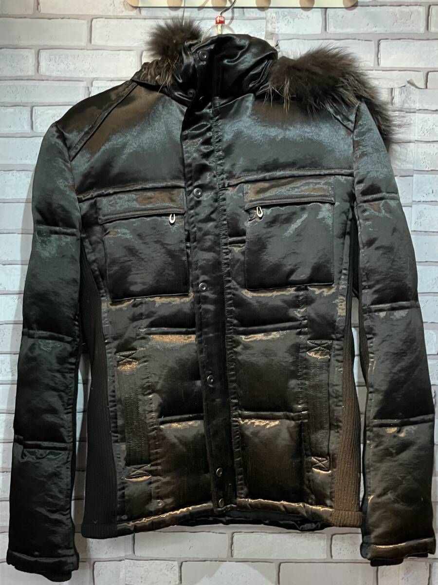 5351POUR LES HOMME ダウンジャケット ニットドッキング ファーフーディー サイズS