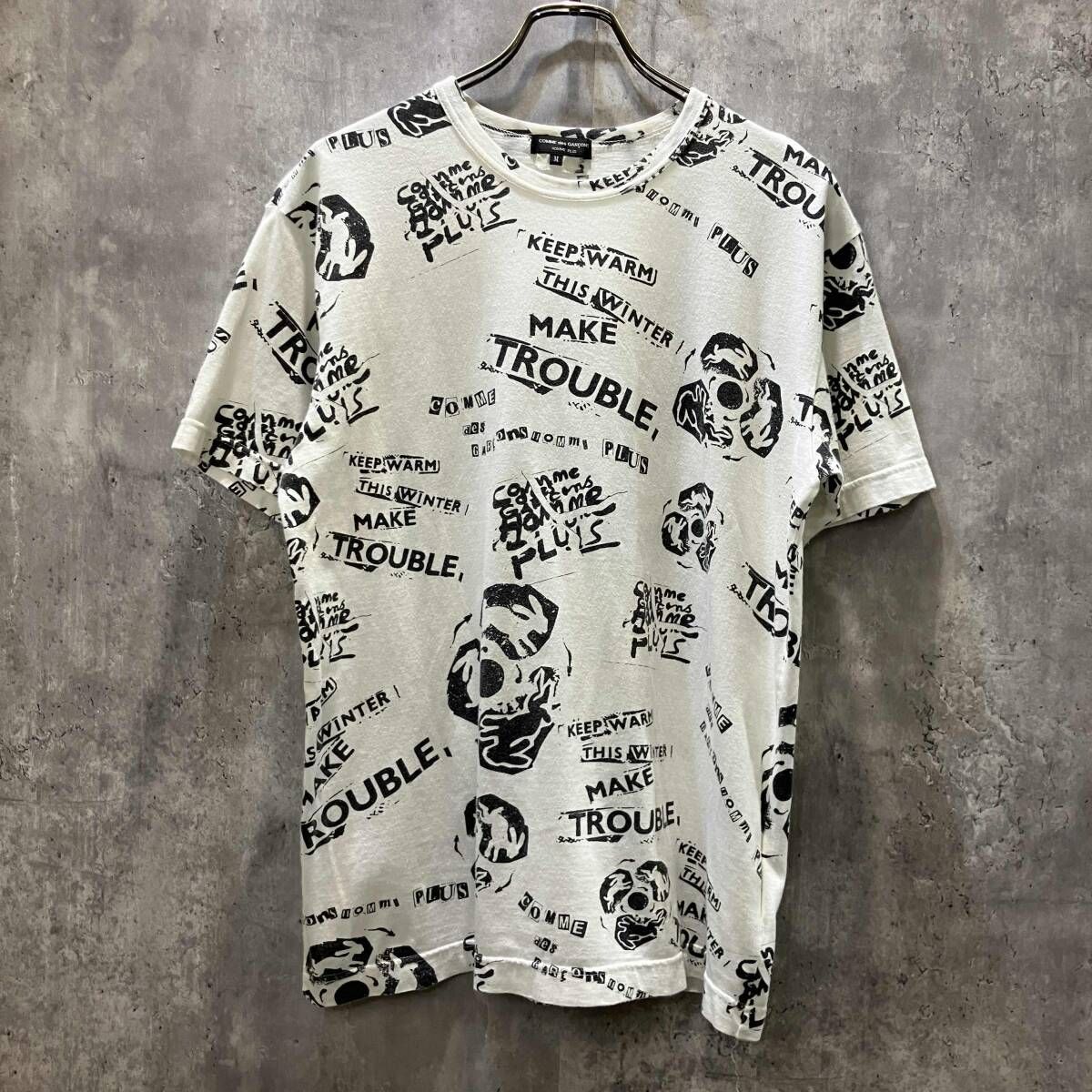 08AW COMME des GARCONS HOMME PLUS 半袖Tシャツ グラフィックロゴプリントカットソー size M ホワイト コムデギャルソンオムプリュス