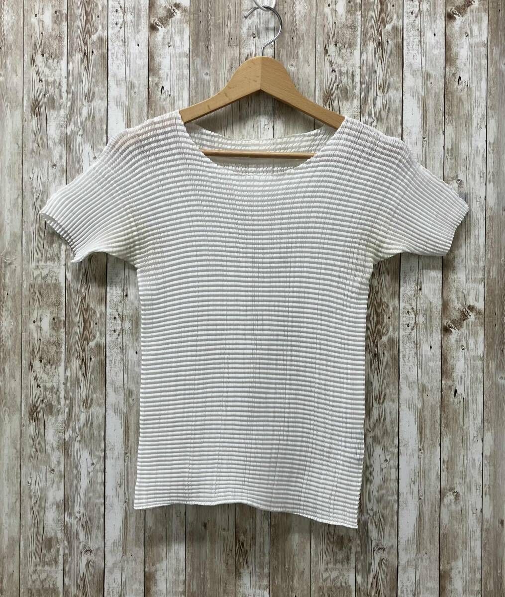 ISSEY MIYAKE イッセイミヤケ 半袖TシャツMサイズ IM92-FT103 ポリエステル 日本製 汚れあり ホワイト
