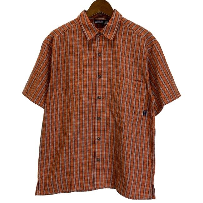【中古】　patagonia　チェックシャツ　半袖　トップス　レギュラーカラー　胸ポケット　シアサッカー　アウトドア　古着　/1580