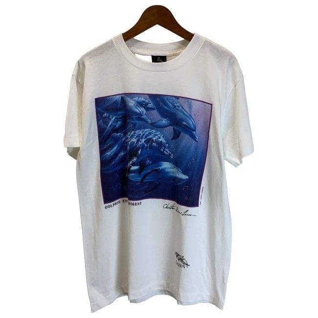 【中古】　THE LASSEN collection　Tシャツ　90s vintage　90年代　OLD　(c)Galerie Lassen - Maui　半袖　トップス　クルーネック　プリント　イルカ　USA製　古着　/1590
