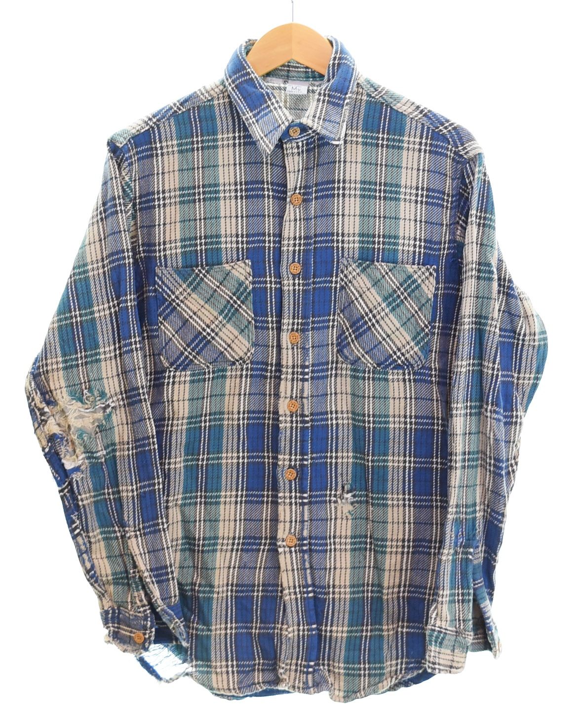 ビックマック BIG MAC 70s 80s Vintage Flannel Check Shirt ヴィンテージ フランネル チェック シャツ 好配色 襤褸 雰囲気 長袖シャツ マルチカラー Mサイズ 103MT-4722