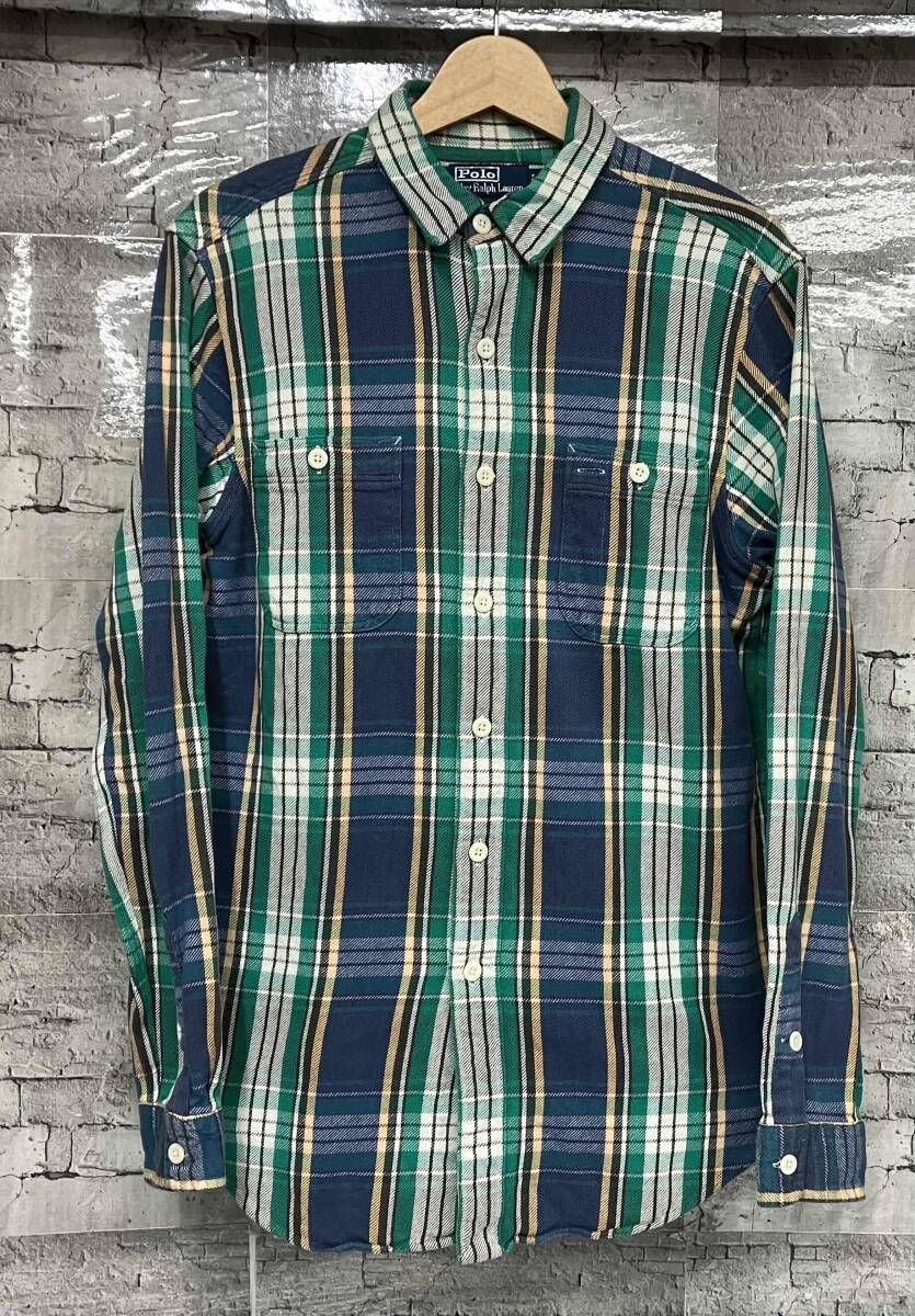 POLO RALPH LAUREN ポロラルフローレン ネルシャツ チェック サイズM グリーン ブルー