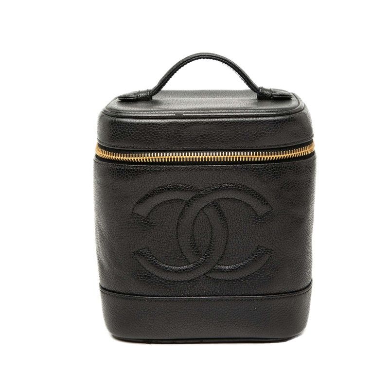 シャネル ココマーク バニティバッグ ハンドバッグ ブラック キャビアスキン レディース CHANEL【1-0269437】