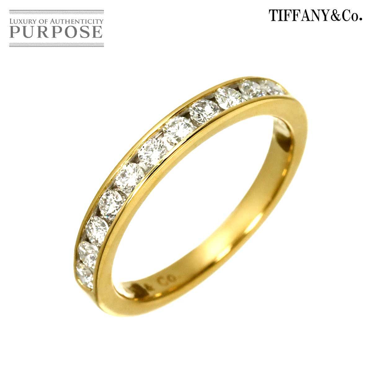 ティファニー TIFFANY&Co. チャネルセッティング 12号 リング 幅3mm ハーフ ダイヤ K18 YG 750 指輪 Diamond Ring 90319880