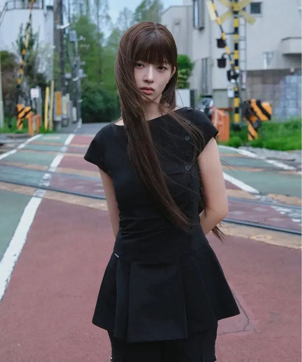 ミセキ ソウル Pleats button mini onepiece BLACK