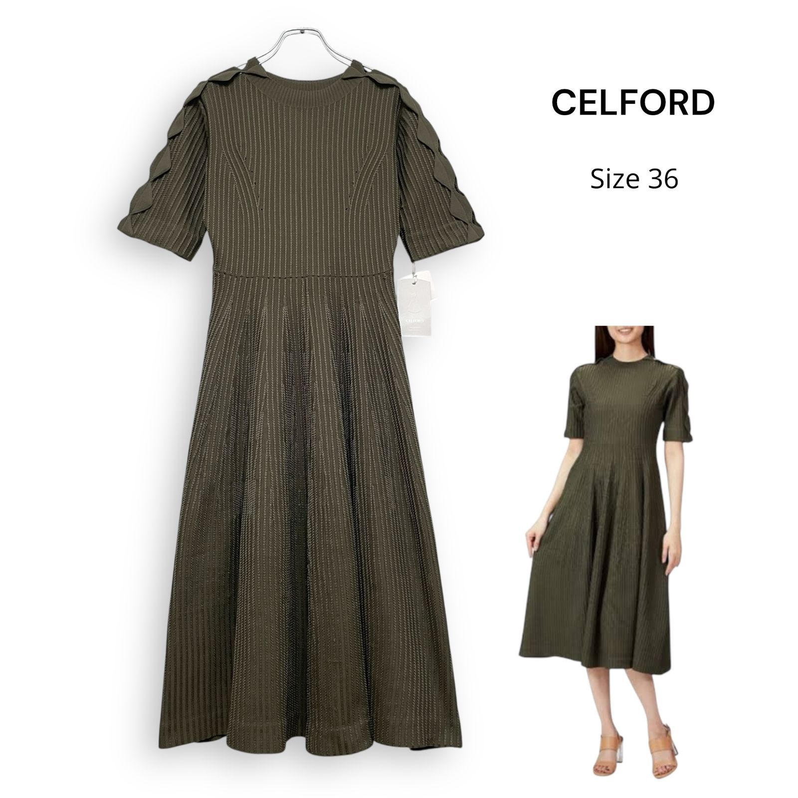 未使用品 CELFORD セルフォードダイヤショルダー ニット ワンピース