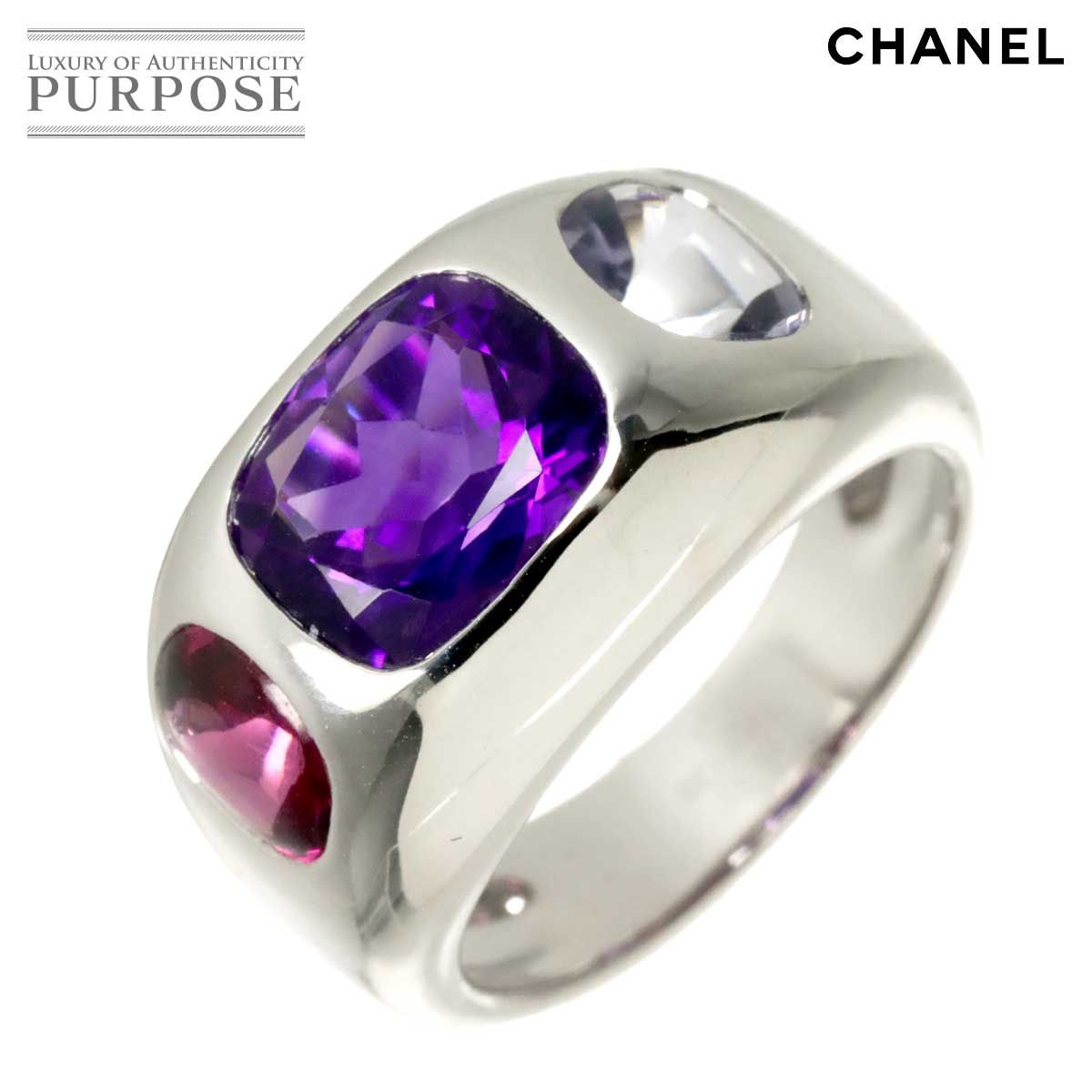 シャネル CHANEL #52 バロック リング アメジスト アイオライト ガーネット K18 WG ホワイトゴールド 750 指輪 Multi Stone Ring 90321550